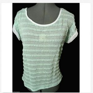 New JOSEPH Q. Crochet front T-shirt 3XL Mint green